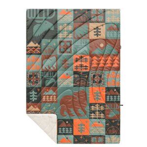 Rumpl Sherpa Fleece Puffy Blanket, Forest Cabin Color